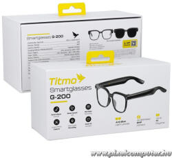  Fekete TITMO G-200 Okosszemüveg AI funkcióval, zenelejátszással és rögzítéssel (átlátszó lencsével) (5903396469404)