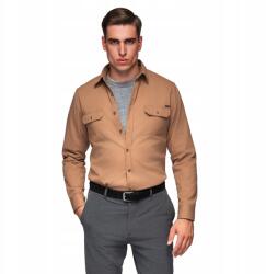 Ombre Regular Fit férfi pamut ing camel zsebekkel V2 OM-SHCS-0146 S