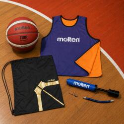 Molten Set premium baschet juniori minge Molten B5G4050 marimea 5 aprobata FIBA, maieu vesta reversibil, rucsac si pompa (B5G4050-DHP-EB0021-GVR)