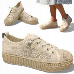 Loretta Vitale Női Félcipők Elegáns 38 Sneaker Bézs Loretta Vitale Áttört Divatos (Loretta W1904 Beige)
