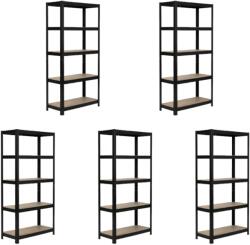 MAMUTEX 5 darabos akciós csomag - Lakkozott fém állvány Mamutex Standard 200x100x40 cm - 5 polc, teherbírás 875 kg, fekete
