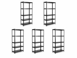 MAMUTEX 5 darabos akciós csomag - Lakkozott, fémből készült állvány Mamutex Standard 220x40x40 cm - 5 polc, teherbírás 600 kg, fekete