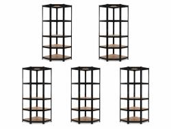 MAMUTEX 5 darabos akciós csomag - Lakkozott fém sarokpolc Mamutex Standard 180x70x40x42, 5 cm - 5 polc, terhelhetőség 875 kg, fekete