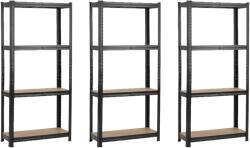 MAMUTEX 3 darabos akciós csomag - Lakkozott fém állvány Mamutex Standard 150x70x30 cm - 4 polc, terhelhetőség 700 kg, fekete