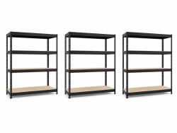 MAMUTEX 3 darabos akciós csomag - Festett fekete Mamutex Heavy polc 180x180x40 cm - 4 polc, teherbírás 1200 kg