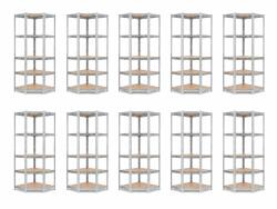 MAMUTEX 10 darabos akciós csomag - Horganyzott fém sarokpolc Mamutex Standard 180x70x40x42, 5 cm - 5 polc, teherbírás 875 kg