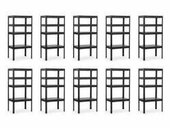 MAMUTEX 10 darabos akciós csomag - Lakkozott, fémből készült állvány Mamutex Standard 200x40x40 cm - 4 polc, teherbírás 480 kg, fekete
