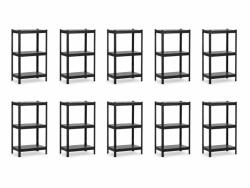 MAMUTEX 10 darabos akciós csomag - Lakkozott, fémből készült állvány Mamutex Standard 100x40x40 cm - 3 polc, teherbírás 360 kg, fekete