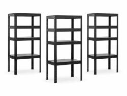 MAMUTEX 3 darabos akciós csomag - Lakkozott, fémből készült állvány Mamutex Standard 160x40x40 cm - 4 polc, teherbírás 480 kg, fekete