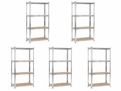 MAMUTEX 5 darabos akciós csomag - Horganyzott fém állvány Mamutex Standard 150x70x30 cm - 4 polc, terhelhetőség 700 kg
