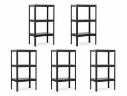 MAMUTEX 5 darabos akciós csomag - Lakkozott, fémből készült állvány Mamutex Standard 120x40x40 cm - 3 polc, teherbírás 360 kg, fekete