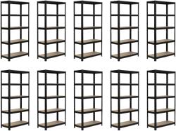 MAMUTEX 10 darabos akciós csomag - Lakkozott fém állvány Mamutex Standard 200x100x40 cm - 5 polc, teherbírás 875 kg, fekete