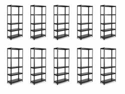 MAMUTEX 10 darabos akciós csomag - Lakkozott, fémből készült állvány Mamutex Standard 220x40x40 cm - 5 polc, teherbírás 600 kg, fekete
