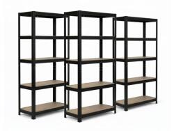 MAMUTEX 3 darabos akciós csomag - Lakkozott fém állvány Mamutex Standard 180x60x40 cm - 5 polc, teherbírás 875 kg, fekete
