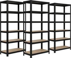 MAMUTEX 3 darabos akciós csomag - Lakkozott fém állvány Mamutex Standard 240x120x50 cm - 6 polc, teherbírás 1050 kg, fekete