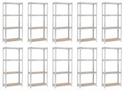 MAMUTEX 10 darabos akciós csomag - Horganyzott fém állvány Mamutex Standard 150x70x30 cm - 4 polc, terhelhetőség 700 kg
