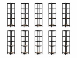 MAMUTEX 10 darabos akciós csomag - Lakkozott fém állvány Mamutex Standard 180x40x40 cm - 5 polc, terhelhetőség 875 kg, fekete
