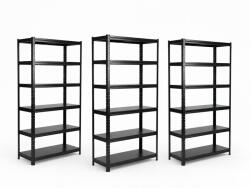 MAMUTEX 3 darabos akciós csomag - Lakkozott, fémből készült állvány Mamutex Standard 280x40x40 cm - 6 polc, teherbírás 720 kg, fekete