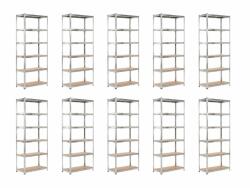 MAMUTEX 10 darabos akciós csomag - Horganyzott fém állvány Mamutex Standard 240x120x60 cm - 6 polc, teherbírás 1050 kg