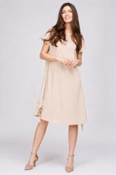 Pierino Rochie A line din in mercerizat si vascoza bej, usor creponat, cu sireturi laterale S/M