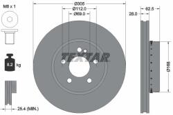 TEXTAR Disc frana TEXTAR 92357825 (92357825) - fixbox