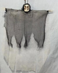 QX-IMP Akasztható Halloween csuhás csontváz, fehér-fekete 60 cm (865046)