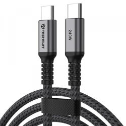 Techsuit Cablu Date si Incarcare USB-C - USB-C Techsuit TitanSync Pro CX2, 240W, 2m, Gri - gsmboutique