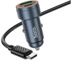 hoco. Incarcator Auto Cu Cablu USB-C HOCO Z57A, 30W, 3A, 1 x USB-A - 1 x USB-C, Gri - gsmboutique