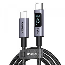 UGREEN Cablu Date si Incarcare USB-C - USB-C UGREEN 65867 Display, 240W, 2m, Gri - gsmboutique