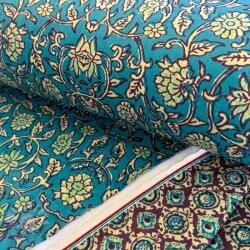  Elasztikus bársony anyag VELVET QUILT Flowers abstract petrol