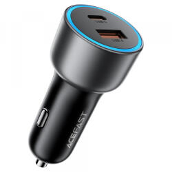 ACEFAST Incarcator Auto Acefast B21, 75W, 3A, 1 x USB-A - 1 x USB-C, Gri