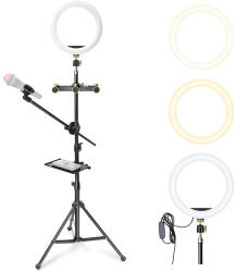 LanParte Lampa circulara LED Lanparte 14 inch cu trepied 2.1m si 3 suporturi de telefon