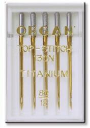 Organ Ace topstich titanium finete 80 - 5 buc Organ Needles TopStitch Titanium (55616080) - tiparedecroitorie