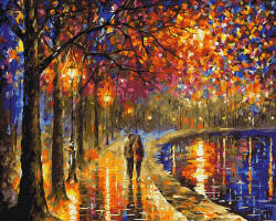iPicasso Set pictura pe numere, cu sasiu, Plimbare seara in parc - Leonid Afremov, 40x50 cm (PC4050136)