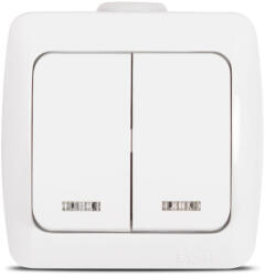 Elbi Intrerupator dublu cu LED aplicat 10A alb Alsu (EL0011116)