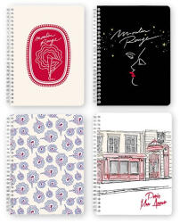  Jegyzetfüzet Clairefontaine Moulin Rouge A/5, spirálos, 74 lapos, vonalas, vegyes minta (PAP0130-0464)