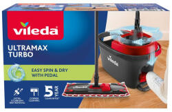 Vileda Ultramax TURBO felmosókészlet - pedálos vödörrel + Actifibre puha kendővel (STP2211735)