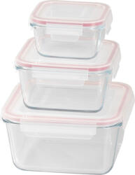 MagicHome MagicHome, 3 darabos tárolóedény készlet fedéllel, négyzet alakú, 450/1000/1900 ml (STP8011052)
