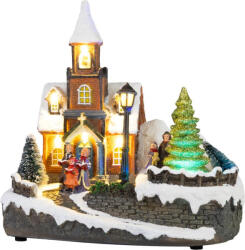 MagicHome MagicHome, Karácsonyi dekorációs templom, műanyag, 1xLED meleg fehér, 21x14.5x20.8 cm, 3xAA (STP2174133)
