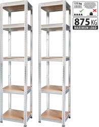 Strend Pro Fém Állvány, MDF, 5 polc, 1800x400x400 mm, 2db (STP221246)