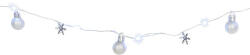 MagicHome MagicHome, Karácsonyi füzér, 20x hideg fehér LED, gömbökkel és hópelyhekkel, ezüst, 2xAA (STP8091460)