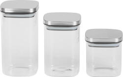 MagicHome MagicHome, 3 db-os üveg edény készlet rozsdamentes acél zárral, 800/1100/1500 ml (STP8011074)