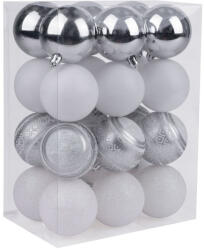 MagicHome MagicHome, Karácsonyi Gömbök, 24 db, fehér - ezüst, vegyes, 6 cm (STP2171330)