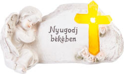 MagicHome MagicHome napelemes angyal kereszttel LED sírdísz „Nyugodj békében felirattal - 20, 5 × 11 × 11 cm (STP8091294HU)
