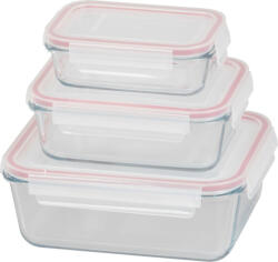 MagicHome MagicHome, tárolóedény készlet fedéllel, 3 db, téglalap alakú, 400/900/1900 ml (STP8011051)