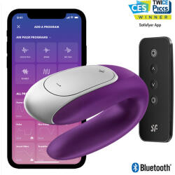 Satisfyer, Satisfyer Connect Satisfyer Double Fun Violet - Vibrator pentru Cupluri cu Control prin Aplicație, Telecomandă și Vibrații Duale Vibrator