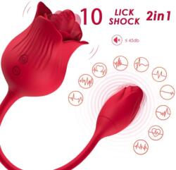 Armony ARMONY - Vibrator Trandafir cu Limbi Vibratoare și Coadă Ou Vibrator, Rosu Vibrator