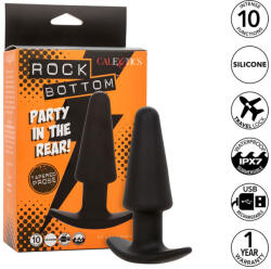 CalExotics - Rock Bottom Tapered, Plug Anal Conic cu 10 Funcții, Silicon, Rezistent Apă, Negru