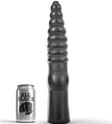 All Black - Dildo Anal Lung cu Structură Ondulată, PVC, 33 cm, Negru Dildo