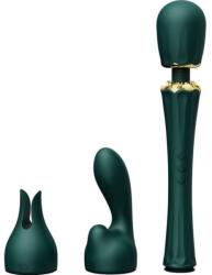 ZALO Kyro vibrator wand verde cu tehnologie Direct Power 2.0, 2 accesorii, 5 vibrații și USB Vibrator